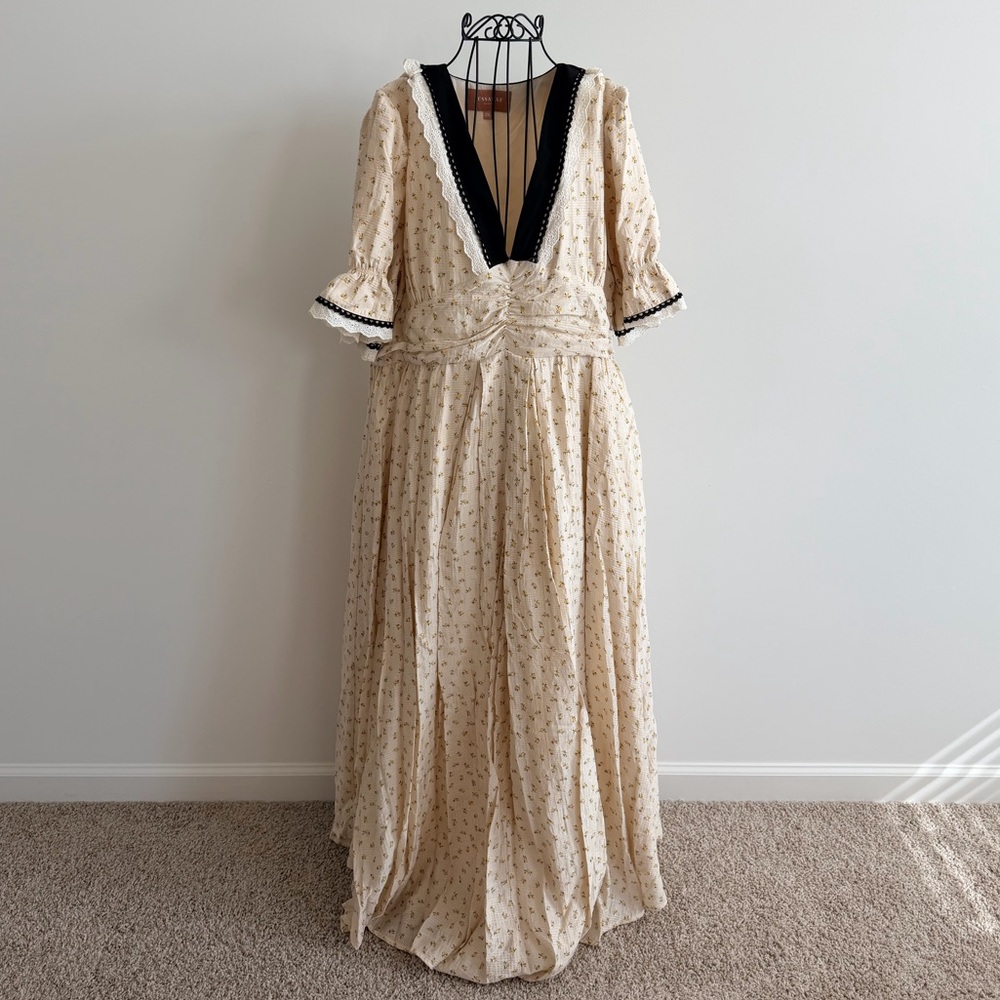 JessaKae Cream Maxi Dress with Black Accents